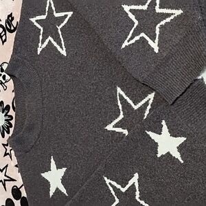 Star Pattern Knit Oversize Pullover Sweater Moon and Stars